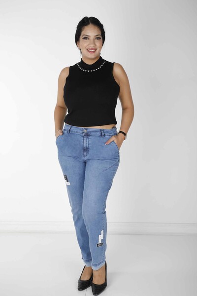 Pantaloni Blu con Dettaglio Testo - 3677 | KAZEE (Set da 4 42-44-46-48) - KAZEE 