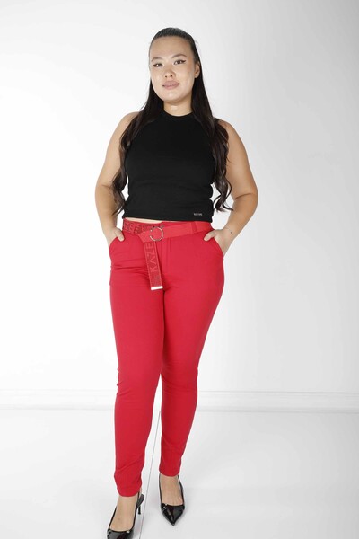 Pantaloni Buzunar Detaliat Roșu - 3498 | KAZEE (Set de 4 36-38-40-42) - KAZEE 