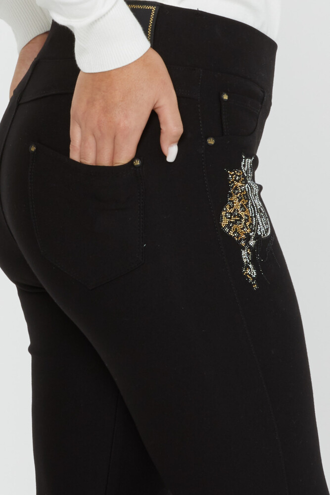 Pantaloni pisici cu model piatra brodate negru - 3734 | KAZEE (Set de 4 42-44-46-48) - 6