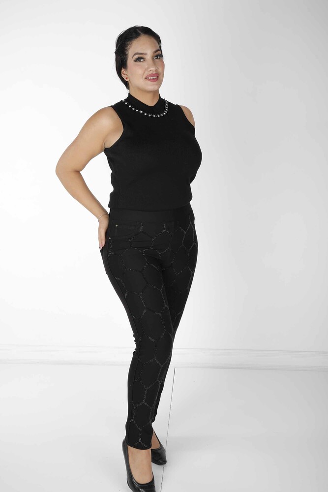 Pantaloni cu model negru - 3746 | KAZEE (Set de 4 42-44-46-48) - 1