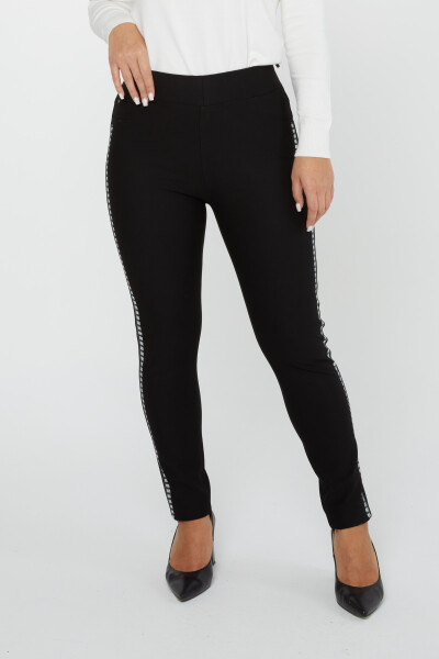 Pantaloni Stripe Stone Brodat Buzunar Negru - 3748 | KAZEE (Set de 4 42-44-46-48) - Kazee (1)