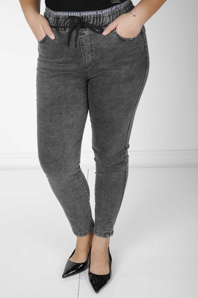 Pantaloni negri cu detaliu text - 3704 | KAZEE (Set de 4 42-44-46-48) - KAZEE (1)