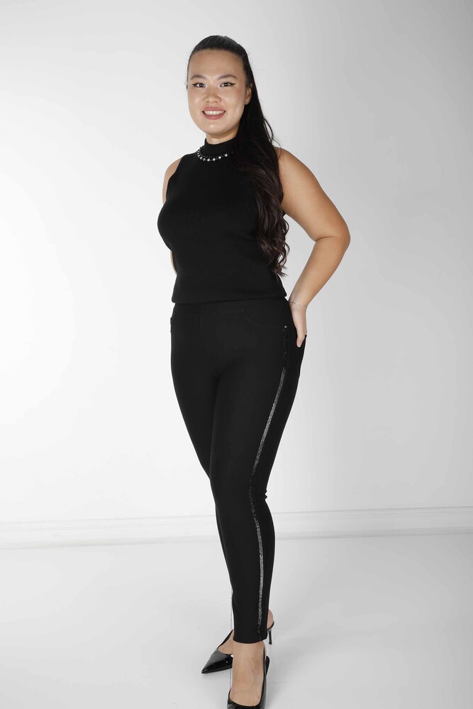 Pantaloni Riga Pietra Ricamata Nero - 3721 | KAZEE (Set da 4 36-38-40-42) - 1
