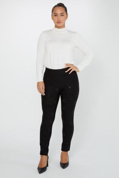 Pantaloni cu buzunare brodate cu piatra Negri - 3752 | KAZEE (Set de 4 36-38-40-42) - Kazee