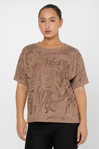 Patron Chemisier Pierre Brodée Manches Courtes Marron Clair - 79990 | KAZEE (Lot de 3 M-L-XL) - 2