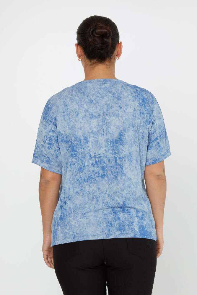 Patron Chemisier Pierre Brodée Manches Courtes Bleu - 79990 | KAZEE (Lot de 3 M-L-XL) - 5