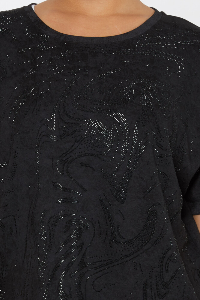 Patron Chemisier Pierre Brodée Manches Courtes Noir - 79990 | KAZEE (Lot de 3 M-L-XL) - 4