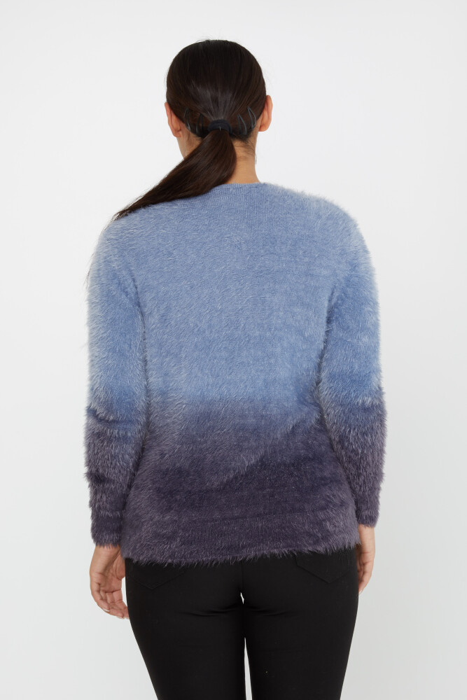 Pull Angora Manches Longues Col V Bleu - 31013 | KAZEE (Lot de 3 S-M-L) - 5
