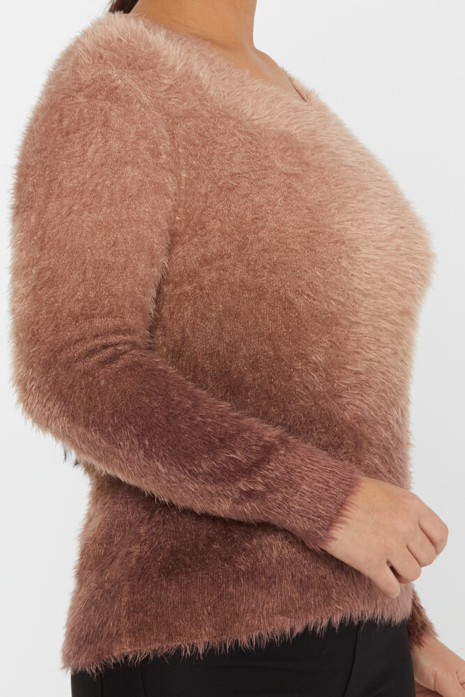 Pull Angora Manches Longues Col V Marron - 31013 | KAZEE (Lot de 3 S-M-L) - 4