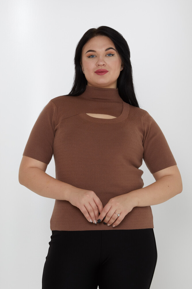 Pull en maille à col ouvert et manches courtes Marron - 31369 | KAZEE (Lot de 3 S-M-L) - 1