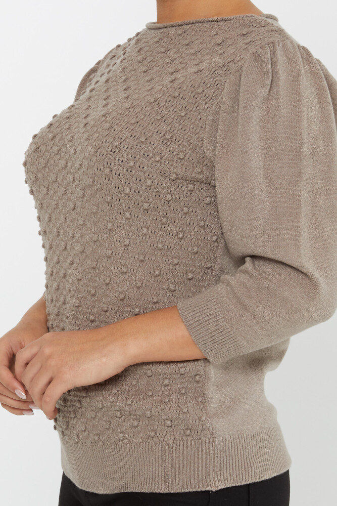 Pull en maille à manches ballon, motif vison - 30340 | KAZEE (Lot de 4 S-M-L-XL) - 4