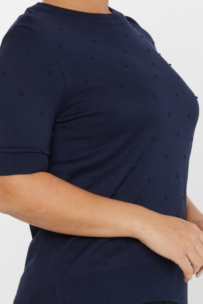 Pull en maille à manches courtes à motifs assortis bleu marine - 30131 | KAZEE (Lot de 4 M-L-XL-2XL) - 4