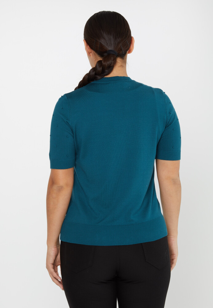 Pull en maille à manches courtes à motifs Petrol - 30131 | KAZEE (Lot de 4 M-L-XL-2XL) - 5