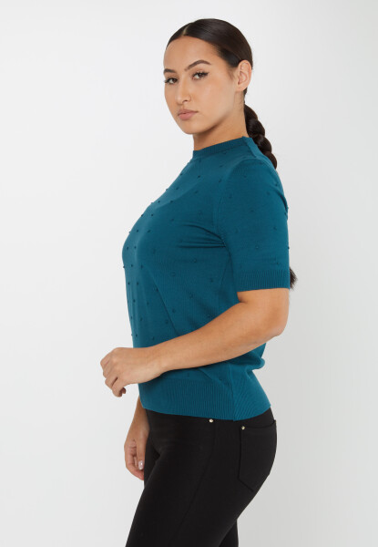 Pull en maille à manches courtes à motifs Petrol - 30131 | KAZEE (Lot de 4 M-L-XL-2XL) - 2