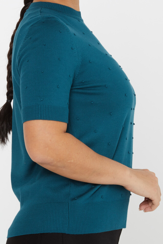 Pull en maille à manches courtes à motifs Petrol - 30131 | KAZEE (Lot de 4 M-L-XL-2XL) - 4