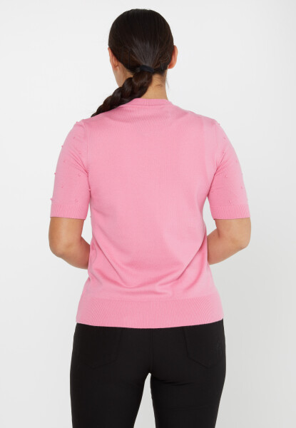 Pull en maille à manches courtes à motifs roses - 30131 | KAZEE (Lot de 4 M-L-XL-2XL) - 5