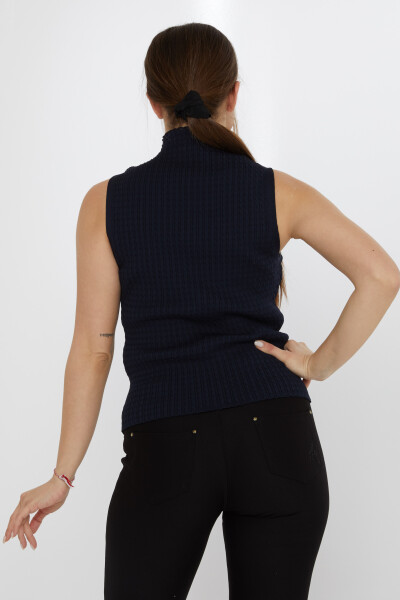 Pull en maille à manches zéro bleu marine - 31658 | KAZEE (Ensemble de 3 S-M-L) - 5