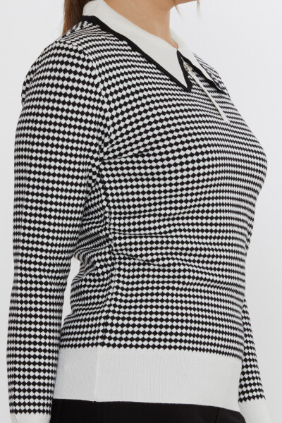 Pull en maille à motifs damier écru-noir - 31339 | KAZEE (Lot de 3 M-L-XL) - 5