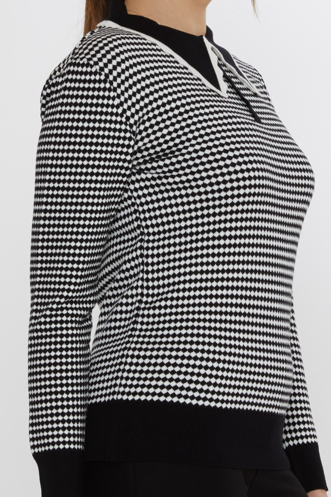Pull en maille à motifs damier noir-écru - 31339 | KAZEE (Lot de 3 M-L-XL) - 4