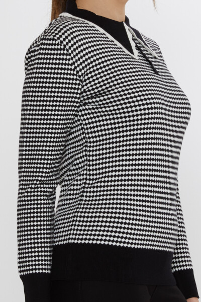 Pull en maille à motifs damier noir-écru - 31339 | KAZEE (Lot de 3 M-L-XL) - 4
