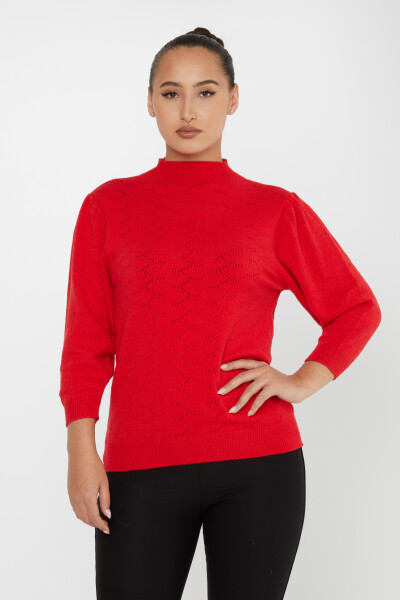 Pull en maille à motifs manches ballon Rouge - 30341 | KAZEE (Lot de 4 S-M-L-XL) - 1
