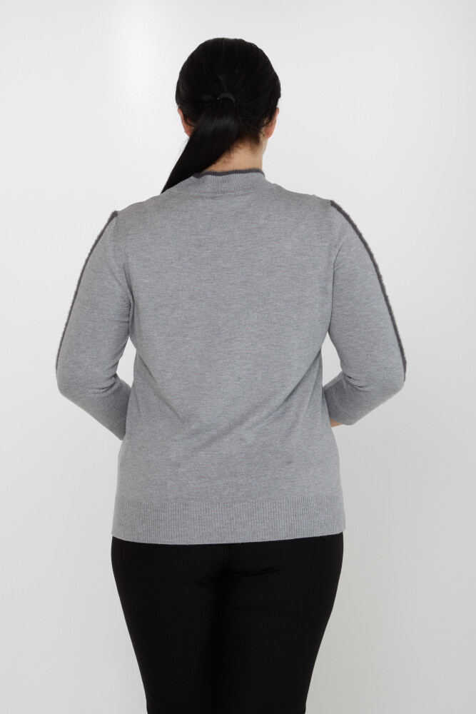 Pull en maille à rayures et détails sur les manches avec logo Gris - 31196 | KAZEE (Lot de 3 M-L-XL) - 4