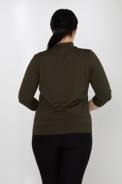 Pull en maille à rayures et détails sur les manches avec logo Kaki - 31196 | KAZEE (Lot de 3 M-L-XL) - 4