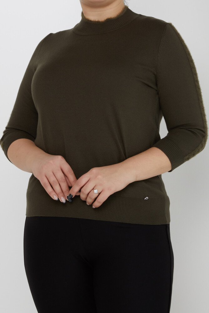 Pull en maille à rayures et détails sur les manches avec logo Kaki - 31196 | KAZEE (Lot de 3 M-L-XL) - 2