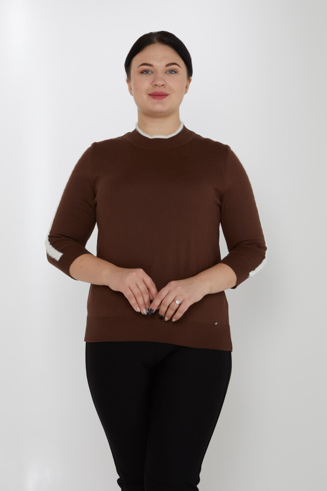 Pull en maille à rayures avec détails sur les manches et logo Marron - 31196 | KAZEE (Lot de 3 M-L-XL) - 1