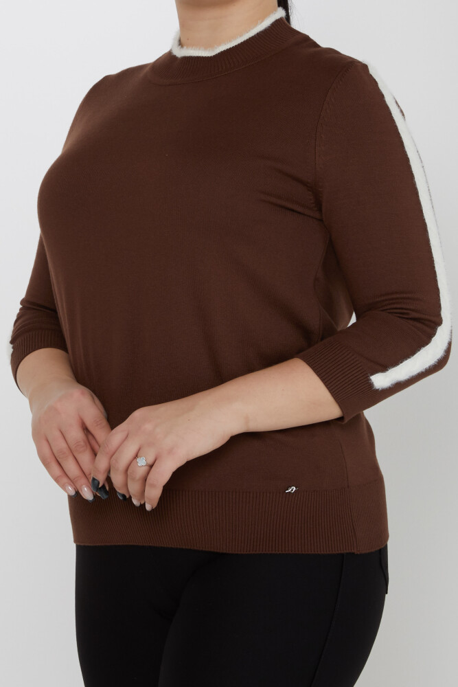 Pull en maille à rayures avec détails sur les manches et logo Marron - 31196 | KAZEE (Lot de 3 M-L-XL) - 3