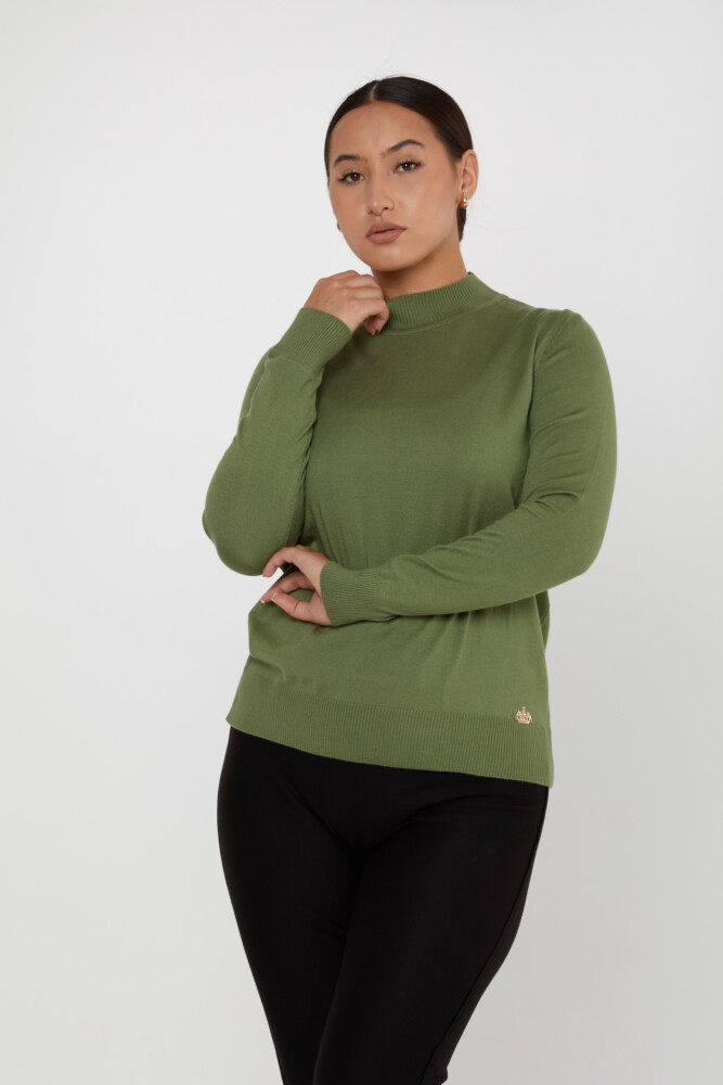 Pull en tricot avec logo détaillé vert basique - 16663 | KAZEE (Lot de 4 L-XL-2XL-3XL) - 2