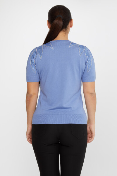 Pull en maille avec épaulement brodé en pierre, modèle américain, bleu foncé - 30792 | KAZEE (Lot de 4 M-L-XL-2XL) - 5