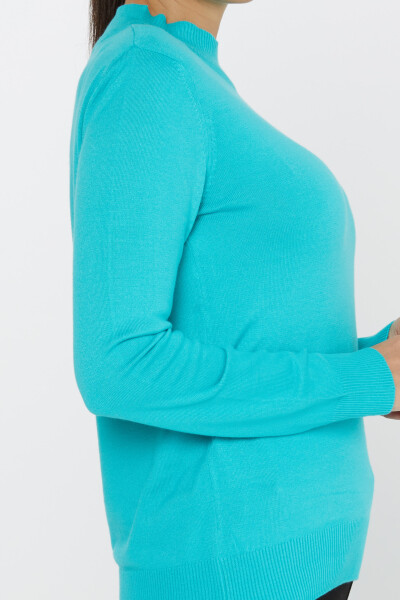 Pull en maille avec logo détaillé à manches longues Turquoise - 30613 | KAZEE (Lot de 3 S-M-L) - 3