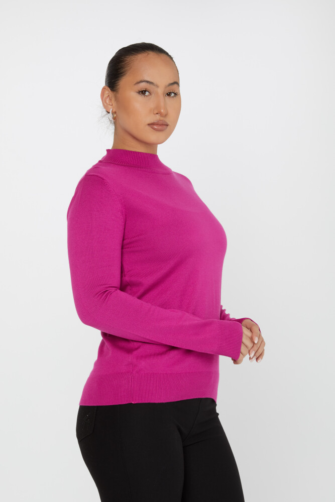 Pull en maille avec logo détaillé à manches longues Fuchsia - 30613 | KAZEE (Lot de 3 S-M-L) - 2