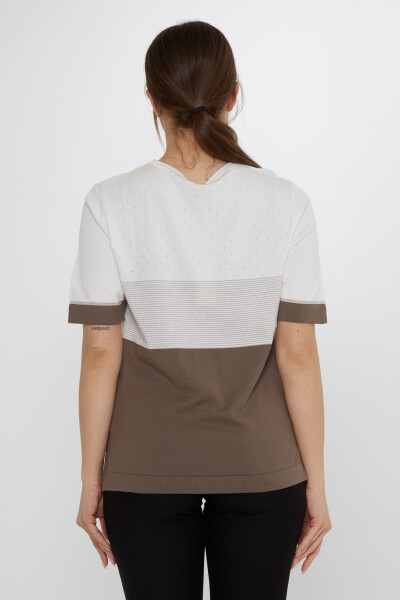 Pull en maille bicolore écru-vison - 31863 | KAZEE (Lot de 3 L-XL-2XL) - 5