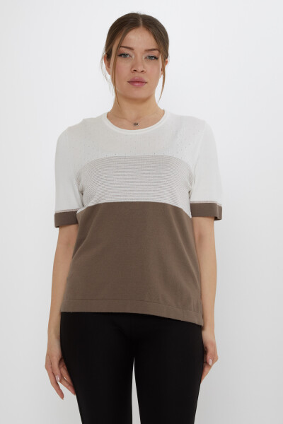 Pull en maille bicolore écru-vison - 31863 | KAZEE (Lot de 3 L-XL-2XL) 