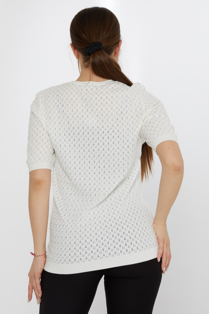 Pull en maille Broche Feuille Écru - 31811 | KAZEE (Lot de 3 M-L-XL) - 6
