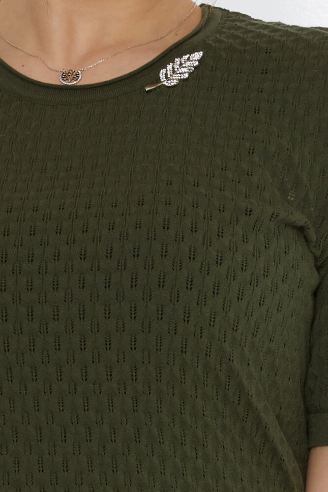 Pull en Maille Broche Feuille Vert - 31811 | KAZEE (Lot de 3 M-L-XL) - 5