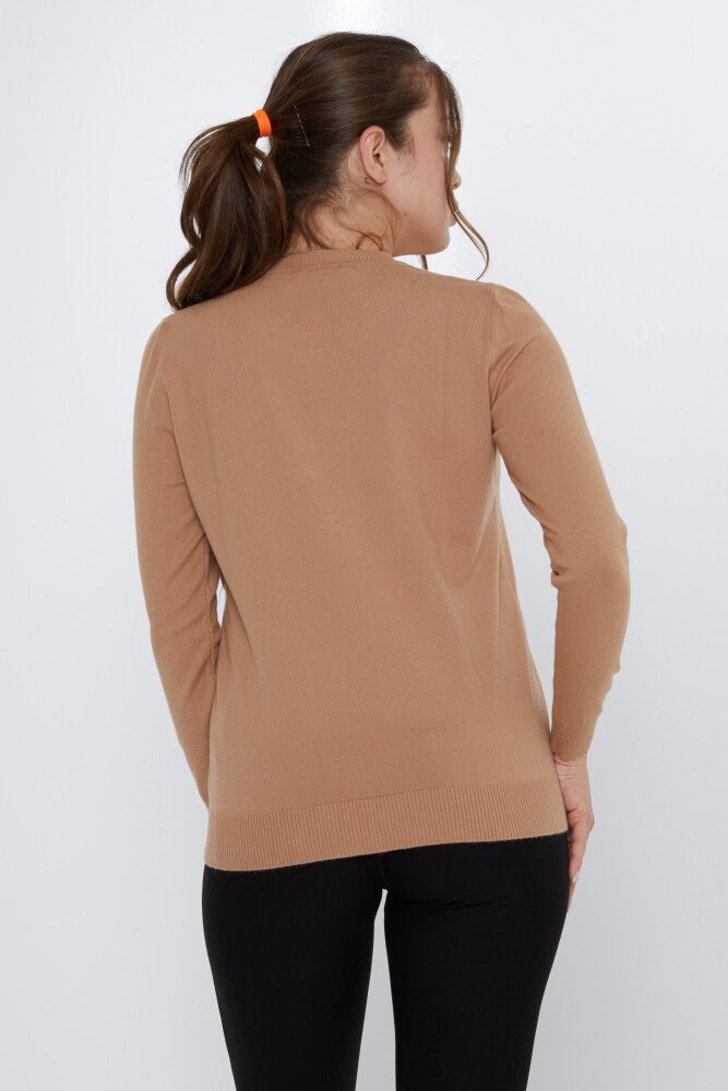 Pull en maille brodé de roses Camel - 31377 | KAZEE (Lot de 3 L-XL-2XL) - 5