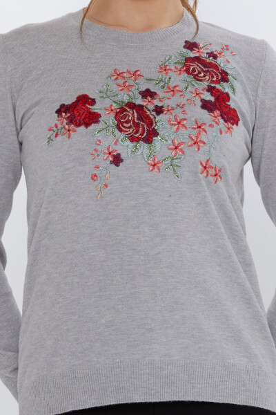 Pull en maille brodé de roses grises - 31377 | KAZEE (Lot de 3 L-XL-2XL) - 3