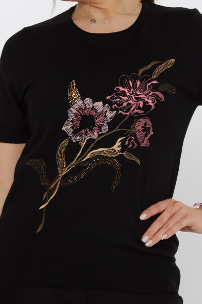 Pull en maille brodé floral noir - 31725 | KAZEE (Lot de 3 L-XL-2XL) - 3