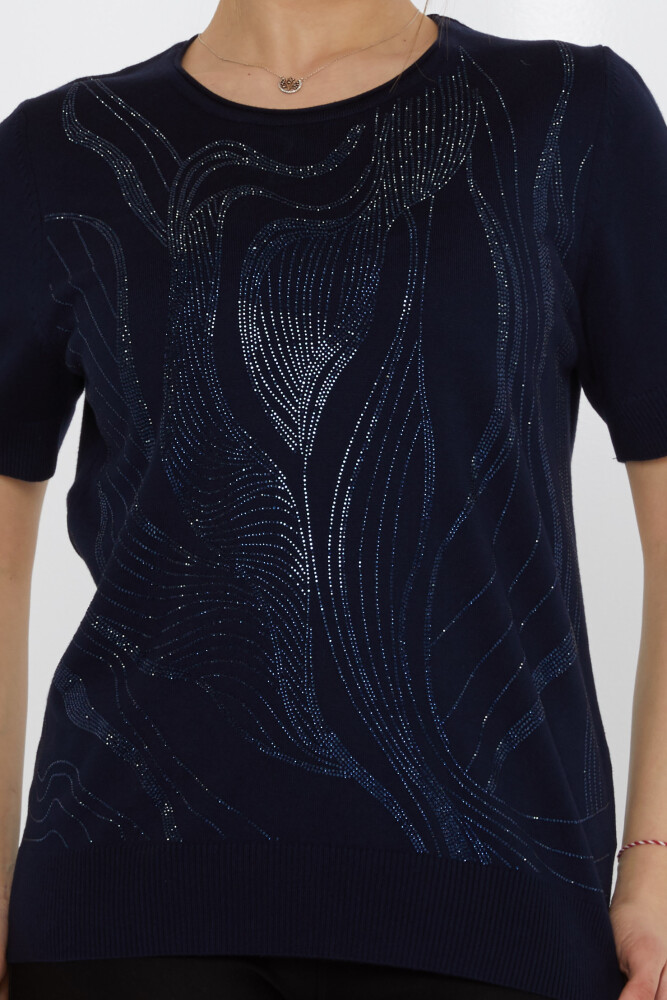 Pull en maille brodé pierre bleu marine - 30315 | KAZEE (Lot de 3 L-XL-2XL) - 3