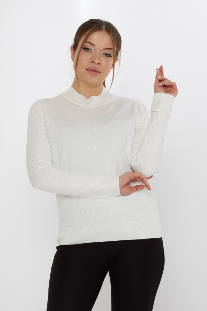 Pull en maille brodé pierre écru - 31513 | KAZEE (Lot de 3 L-XL-2XL) - 1