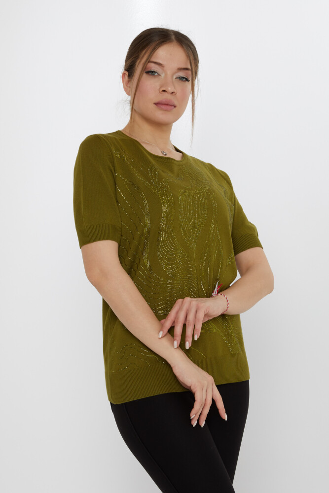Pull en maille brodé pierre vert foncé - 30315 | KAZEE (Lot de 3 L-XL-2XL) - 1