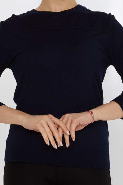 Pull en maille col montant bleu marine - 30258 | KAZEE (Ensemble de 3 S-M-L) - 3