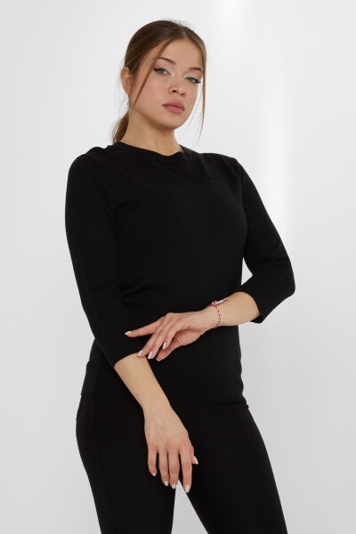 Pull en maille col montant noir - 30258 | KAZEE (Ensemble de 3 S-M-L) 