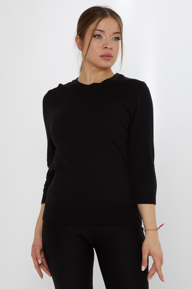 Pull en maille col montant noir - 30258 | KAZEE (Ensemble de 3 S-M-L) - 2