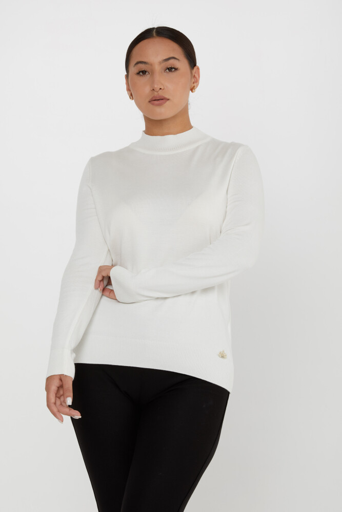 Pull en maille logo détaillé basique écru - 16663 | KAZEE (Lot de 4 L-XL-2XL-3XL) - 1
