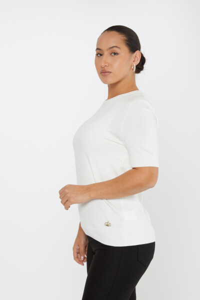 Pull Maille Manches Courtes Logo Ecru - 16271 | KAZEE (Lot de 4 L-XL-2XL-3XL) - 2