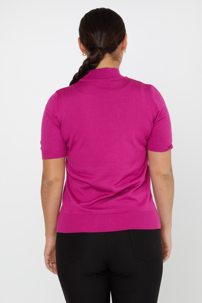 Pull en Maille Modèle Américain Manches Courtes Fuchsia Foncé - 14541 | KAZEE (Lot de 3 S-M-L) - 6